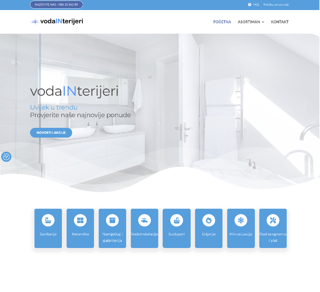 web page project Voda Interijeri company