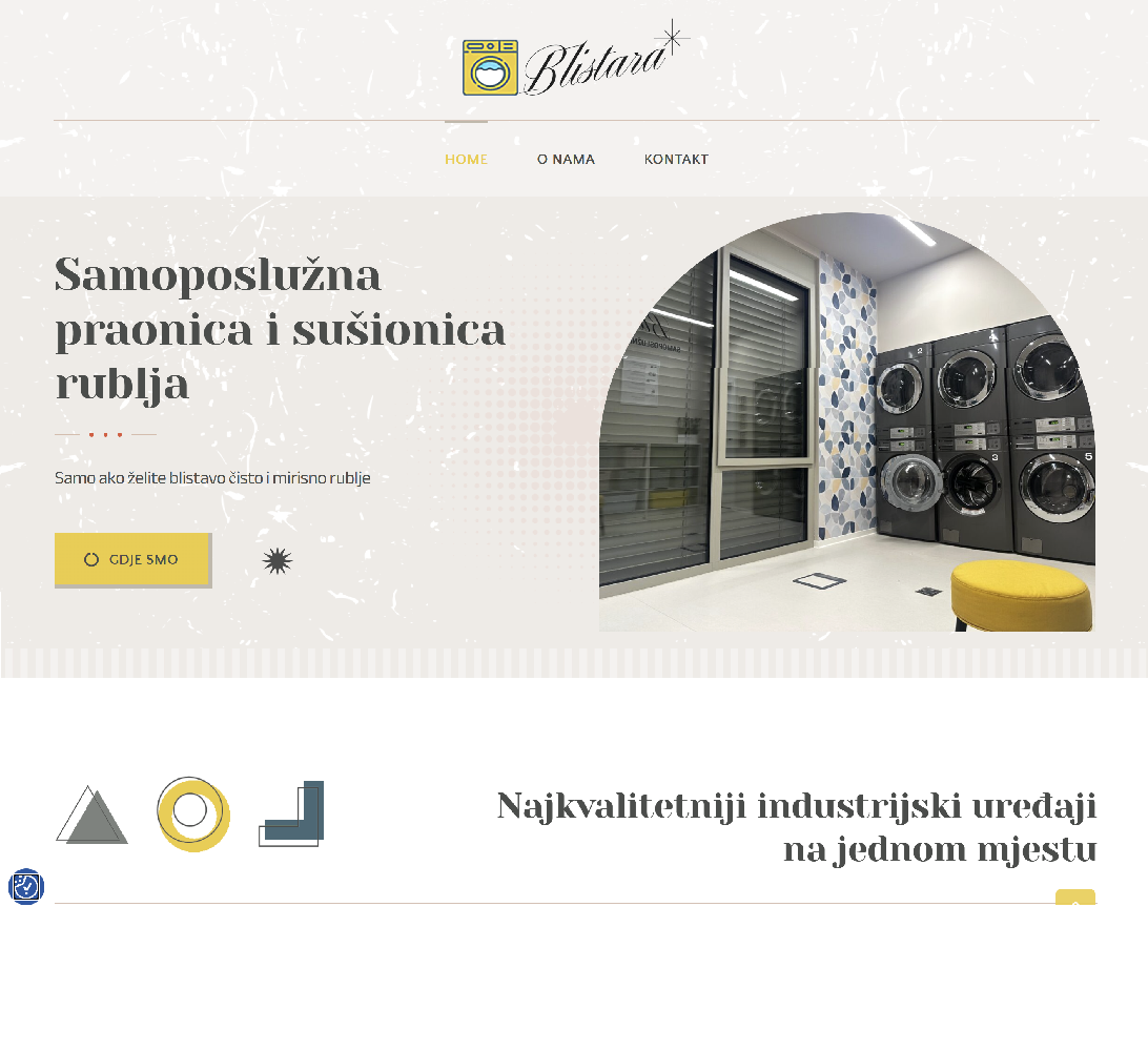 web page project Blistara automatic laundry service